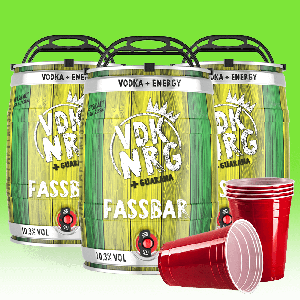 Bild von FASSBAR "VDK NRG" Vodka & Energy Partyfass (3 x 5L) - Spar Paket